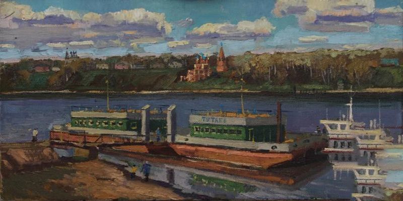 Картина "Будни на реке Волге" Аркадий Поляков
