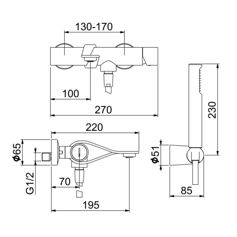 Смеситель для ванны Webert One-B NB850101015/сталь