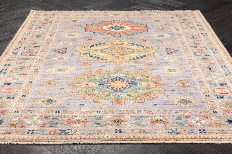 Пакистанский ковер из шерсти Carpet «KAZAK ROYAL» 231592-GREY-GREY 150 x 202 см