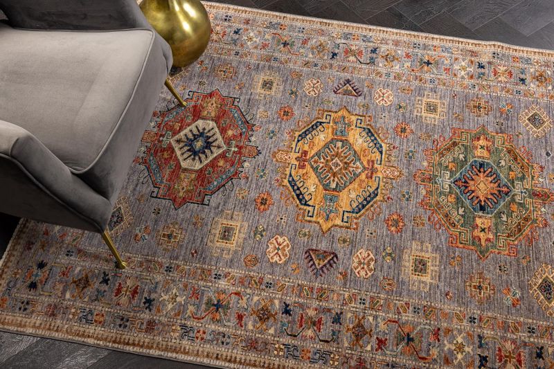 Пакистанский ковер из шерсти Carpet «KAZAK ROYAL» 231592-GREY-GREY 150 x 202 см