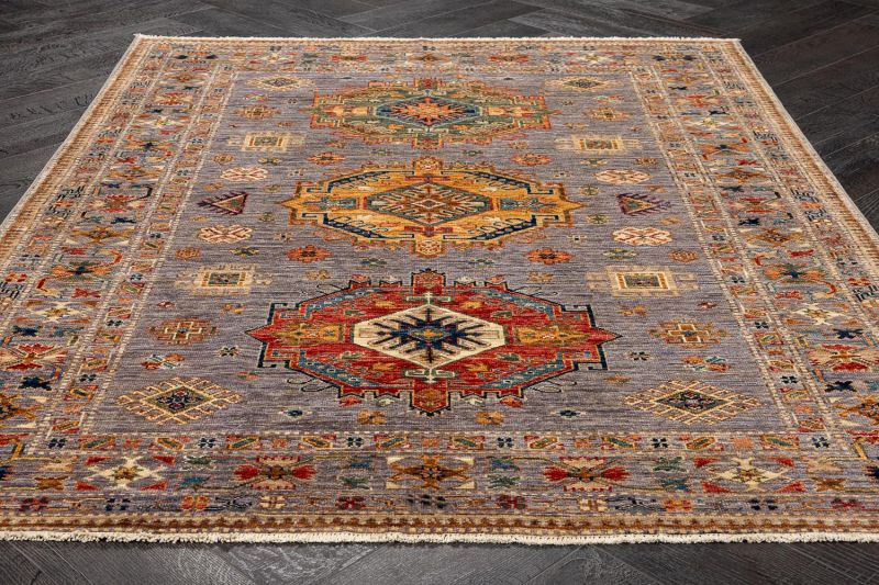 Пакистанский ковер из шерсти Carpet «KAZAK ROYAL» 231592-GREY-GREY 150 x 202 см