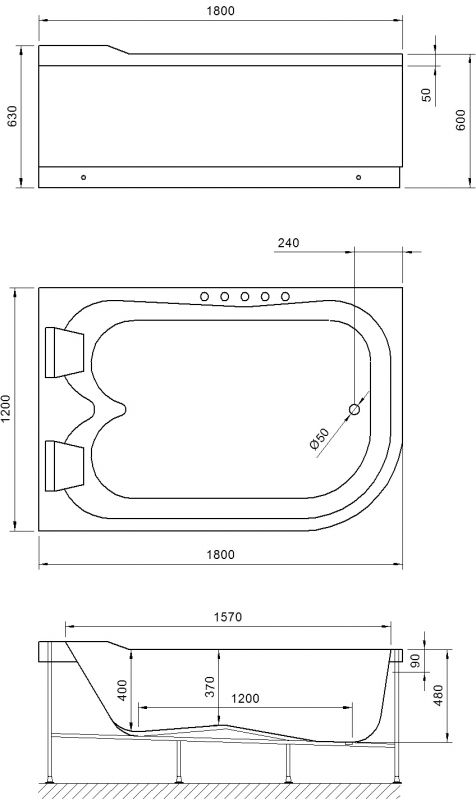 Акриловая ванна Royal Bath Norway RB331100K-L 180x120 L