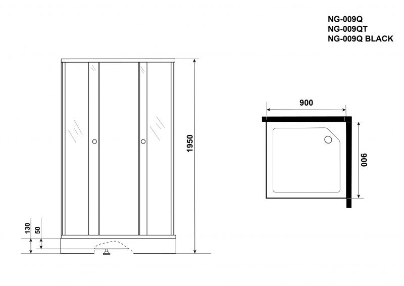 Душевой уголок Niagara Eco NG- 009-14Q BLACK (900х900х1950) фото 3