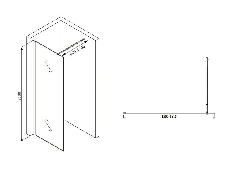 Душевая перегородка Abber Immer Offen AG61120B