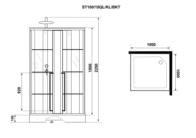 Душевая кабина Niagara Standart ST100/15QL/KL/BKT, 100x100 см