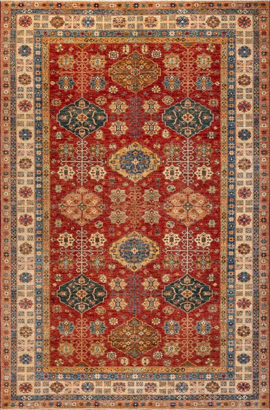 Пакистанский ковер из шерсти Carpet «KAZAK ROYAL» 232580-RED-BGE 271 x 385 см