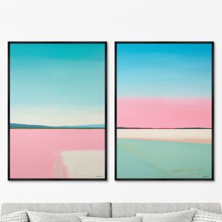 Набор из 2-х репродукций картин ArtNoMore на холсте Landscape collection, Lines of Blue, 2024г.