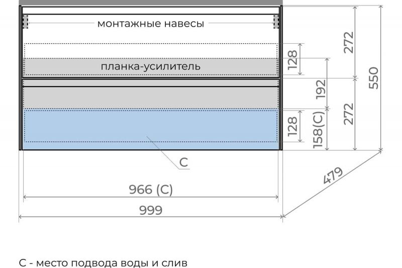 Тумба под раковину подвесная Style Line ЛИМА 100 ЛС-00002353 графит 100 см фото 5