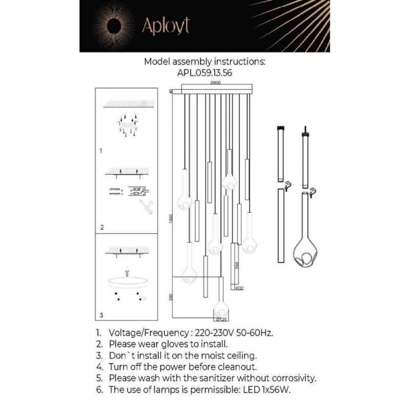 Люстра подвесная Aployt Silveyn LED 3000К(теплый) 56W APL.059.13.56 фото 8
