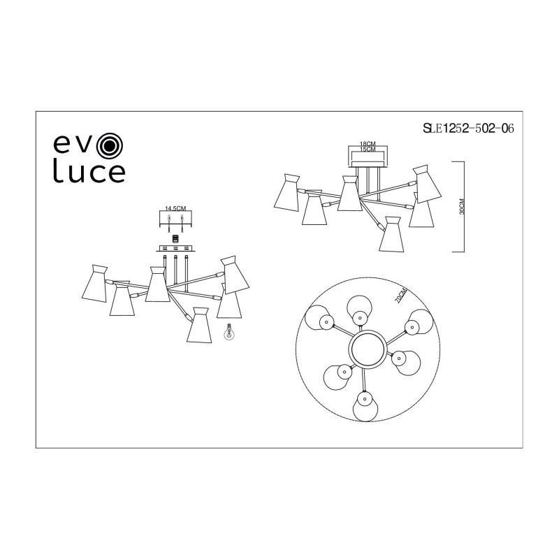 Люстра потолочная Evoluce ALFEO SLE1252-502-06