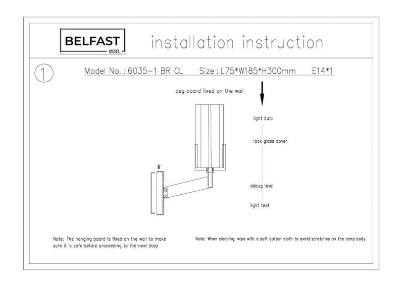 Настенный светильник Belfast Malone 6035-1 BR CL