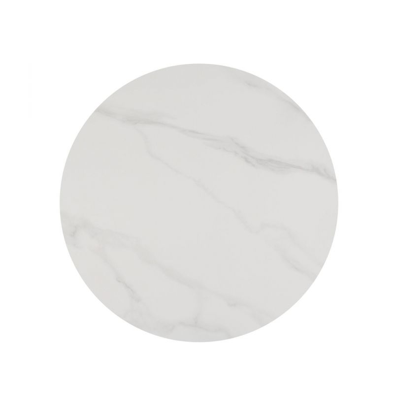 Стол Tulip D90, столешница керамика белый мрамор /опора белый DM 240