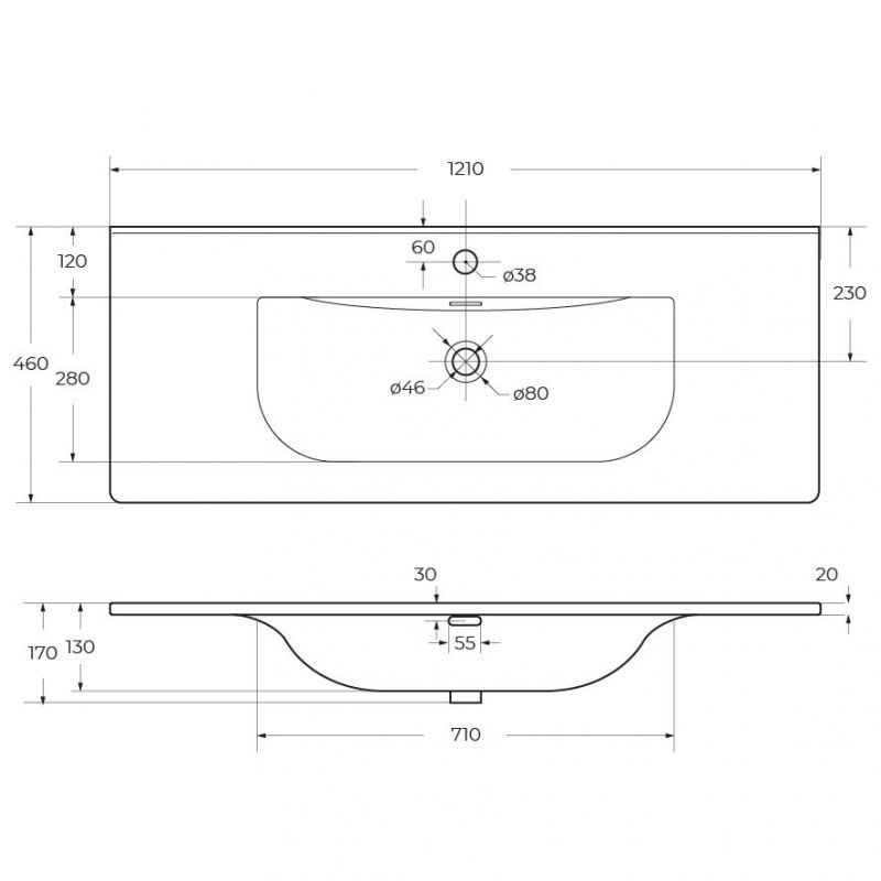 Раковина мебельная BelBagno BB-8099-120, 121 см