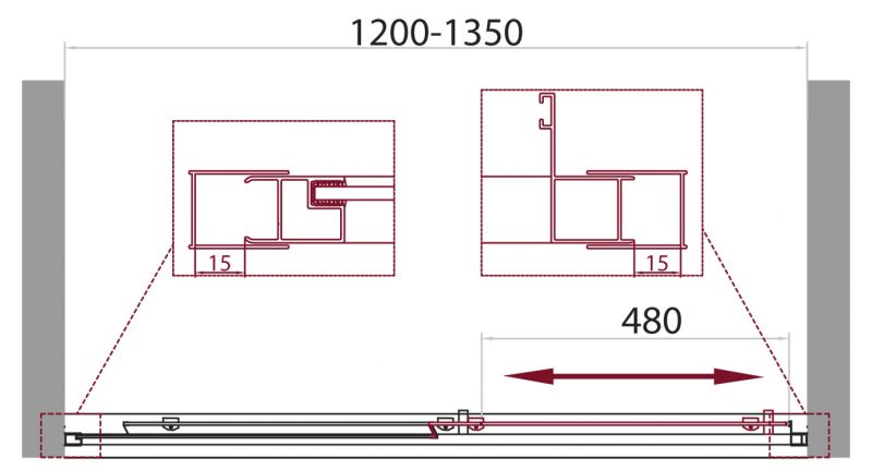 Душевая дверь BelBagno UNIQUE-BF-1-120/135-C-Cr