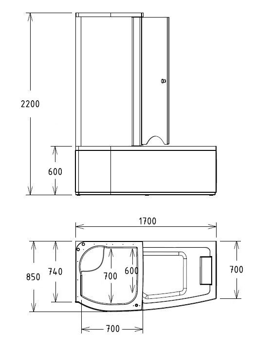 Акриловая ванна Gemy G8040 C L 170x85 L