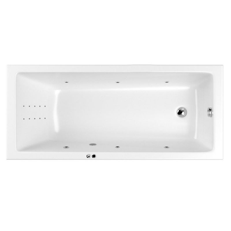 Акриловая ванна Whitecross Wave Slim 0111.150070.100.LINENANO.CR, с гидромассажем, 150x70 см