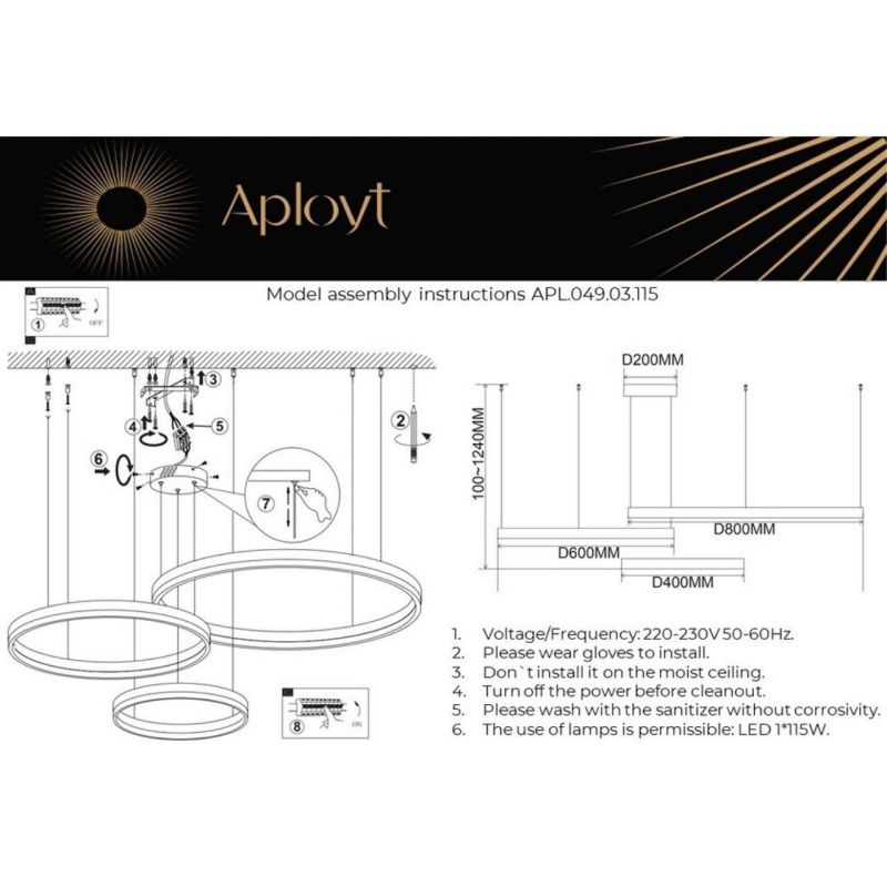 Люстра подвесная Aployt Armel LED 4000К(белый) 115W APL.049.03.115 фото 8
