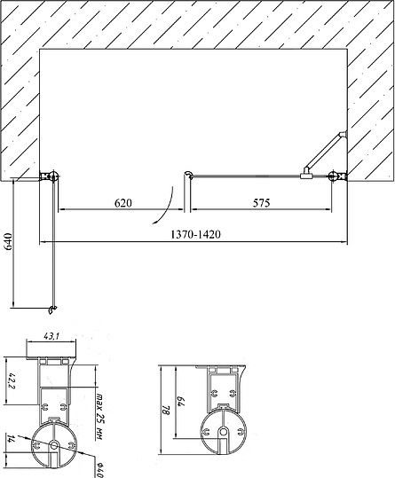 Душевая дверь Vegas Glass EP-F-2 140 01 10 L