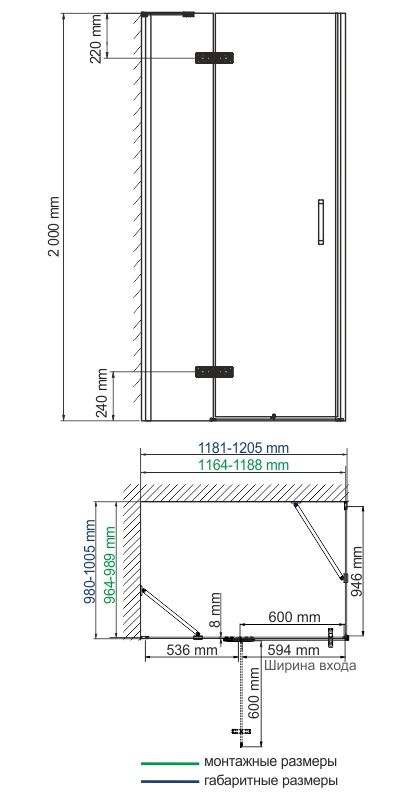 Душевой уголок WasserKRAFT Aller 10H10LBLACK MATT 120x100 см фото 2