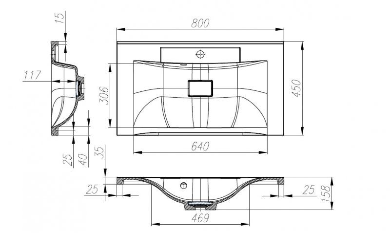 Раковина BelBagno BB800/450-LV-MR-PR из искусственного мрамора