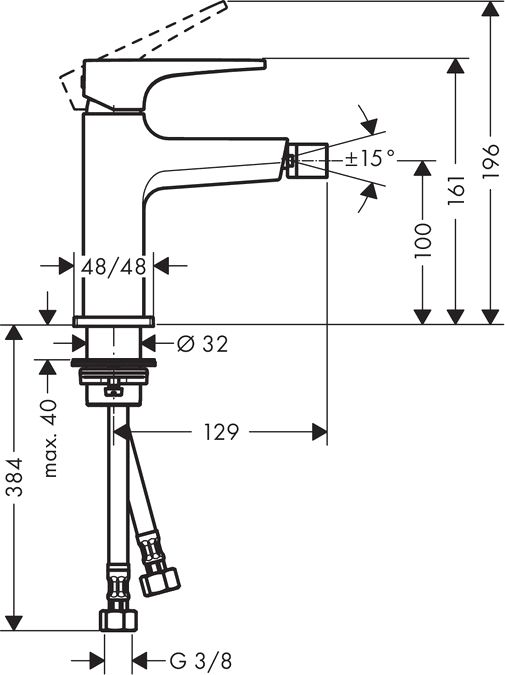 Смеситель Hansgrohe Metropol 32520000 для биде, с донным клапаном Push-Open