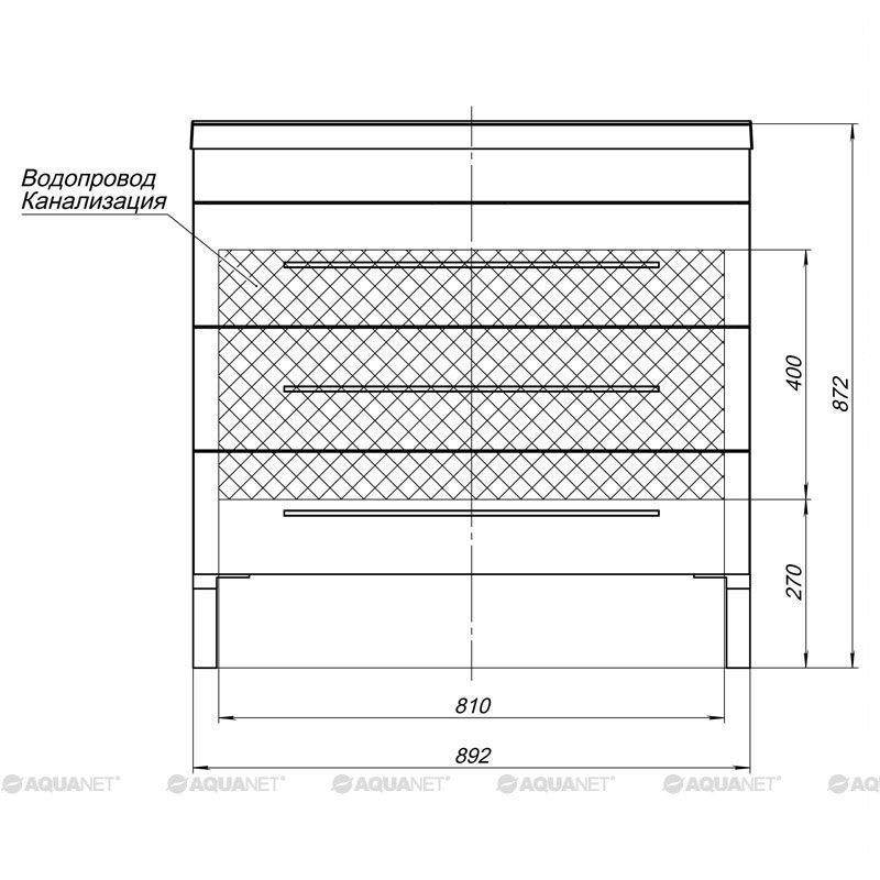 Тумба с раковиной Aquanet Верона NEW 90 белый (напольная 1 ящик 2 дверцы) 00213032