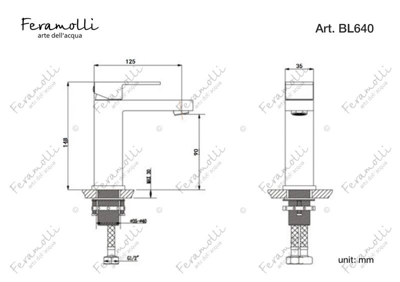 Смеситель для раковины Feramolli Cubo BL640, черный