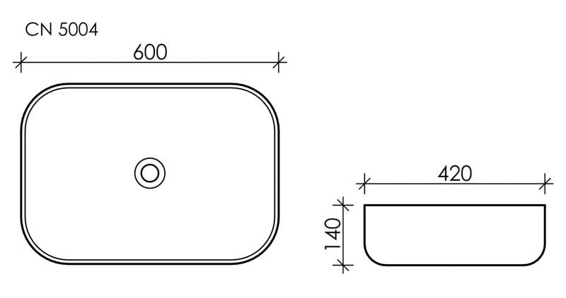 Раковина-чаша прямоугольная Ceramica Nova Element CN5004 60х42 см