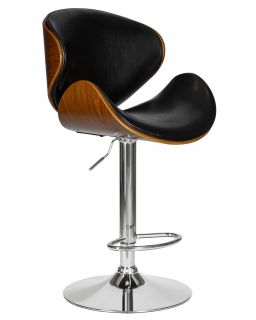Стул Dobrin Jack 6023-LMZ JACK, цвет сиденья черный (ABD 002), цвет каркаса сиденья коричневое дерево, цвет основания хром