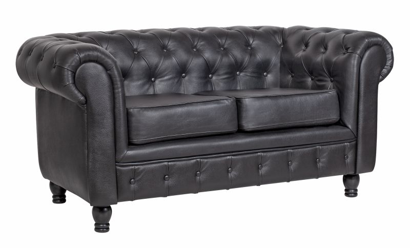 Диван MAK-interior Chesterfield black leather 2S BD-2144002