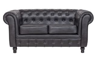 Диван MAK-interior Chesterfield black leather 2S BD-2144002