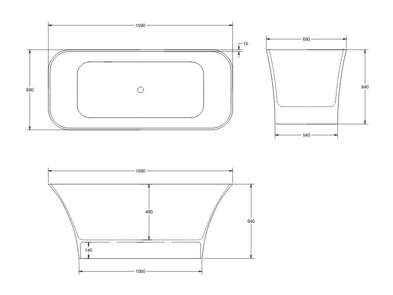 Ванна отдельностоящая Relax Design SVASE LX01 opac 160х70 см., матовая фото 3