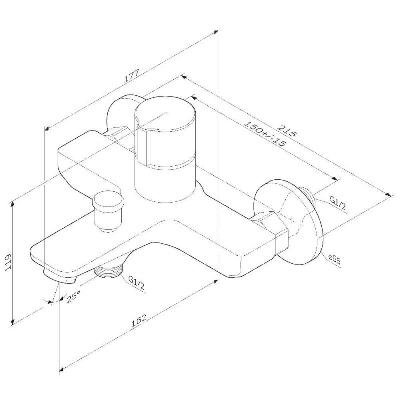 Смеситель для ванны с душем AM.PM X-Joy F85A10500