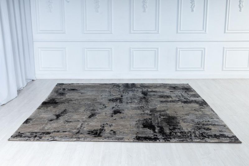 Индийский ковер из бамбукового шёлка Carpet «STORM» FR1221-SILVER-CHARCOAL 255 x 297 см фото 2