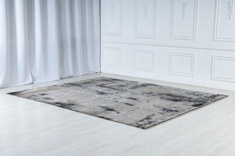 Индийский ковер из бамбукового шёлка Carpet «STORM» FR1221-SILVER-CHARCOAL 255 x 297 см фото 3