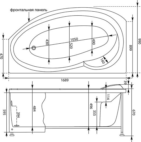 Акриловая ванна Aquanet Jersey 00205405 170x100 L