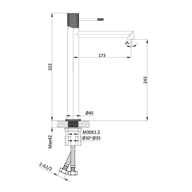 Смеситель для накладной раковины Vincea Desire VBF-1D2CH, хром