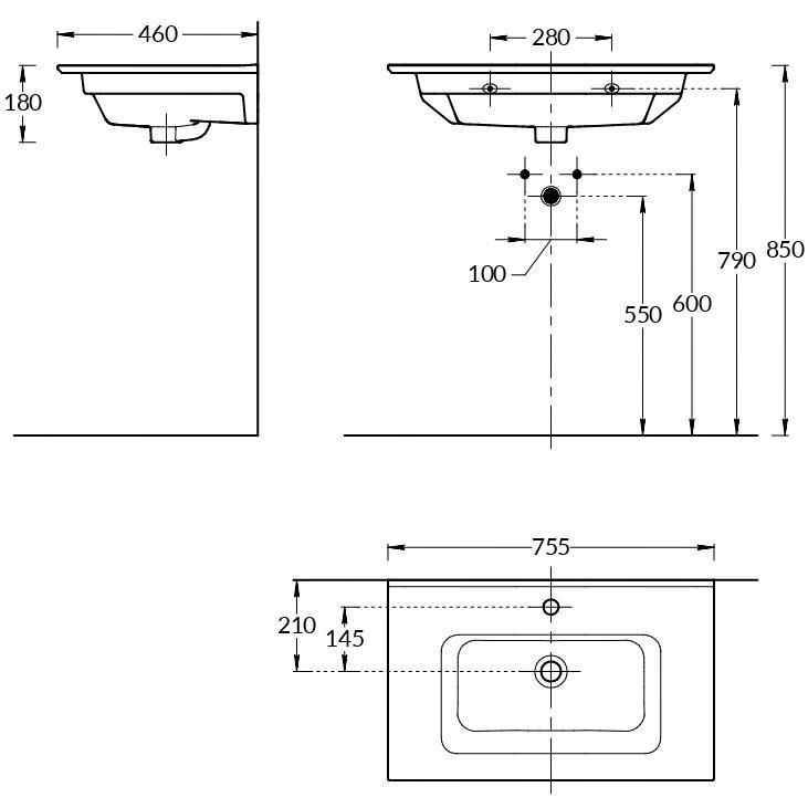 Раковина Kerama Marazzi Piano PI.wb.75 75 см