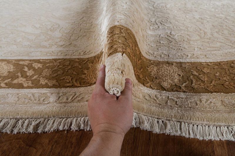 Индийский ковер из шерсти и арт-шёлка Carpet «KING OF AGRA» RO8-CRE-GLD(Oval) 71 x 134 см фото 7
