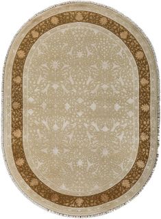 Индийский ковер из шерсти и арт-шёлка Carpet «KING OF AGRA» RO8-CRE-GLD(Oval) 71 x 134 см