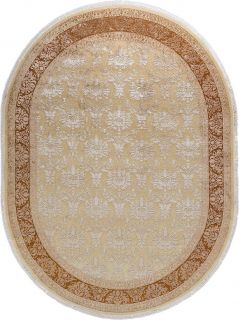 Индийский ковер из шерсти и арт-шёлка Carpet «KING OF AGRA» NO54-CRE-GLD14976(Oval) 70 x 137 см