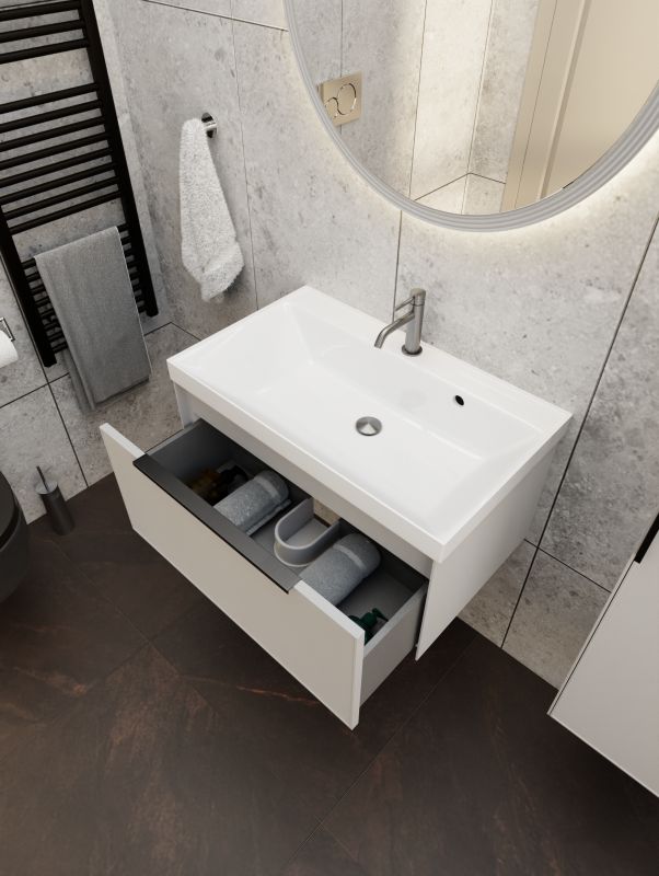 Тумба под раковину подвесная La Fenice SIMPLA Cappuccino FNC-01-SIM-C-60 60 см, бежевая фото 6