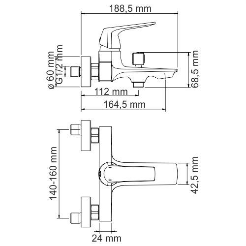 Смеситель для ванны WasserKRAFT Neime 1901