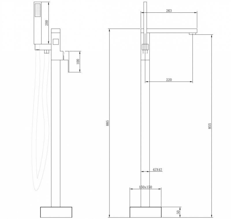 Напольный смеситель Abber Daheim AF8215G, матовое золото фото 3