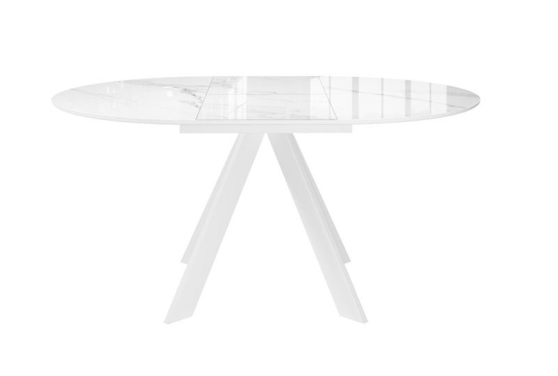 Стол DikLine SFC110 d1100 стекло Оптивайт Белый мрамор/подстолье белое/опоры белые Фабрика Мебели ДИК BD-2931932