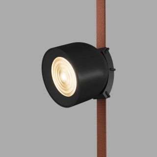 Поворотный светильник Denkirs Spot для трека-ремня Belty D100*H107мм, 48V DC, 12W, RA90, 38°, 3000K, IP20, черный, алюминий DK5541-BK