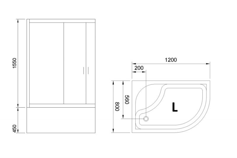 Душевой угол Royal Bath BK RB8120BK-T-L