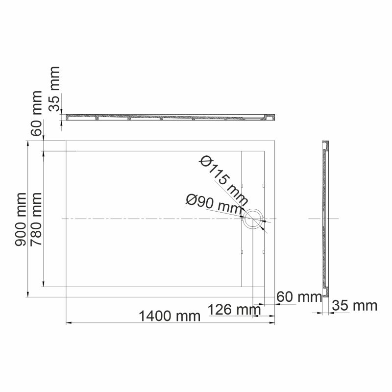 Душевой поддон WasserKraft Rhin 44T 44T36 140x90 белый