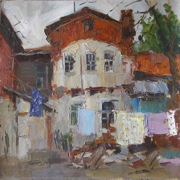 Картина "Старый двор" 40x45 Слыщенко Елена