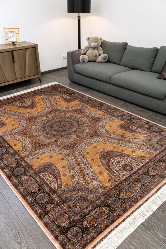 Турецкий ковер из шёлка и модала Carpet «SILK QUM» 9056E-BGE-NAVY 300 x 400 см фото 8